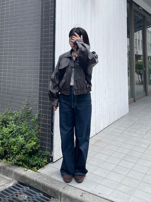 フェイクレザーショートブルゾン（ライダースジャケット）｜COLONY