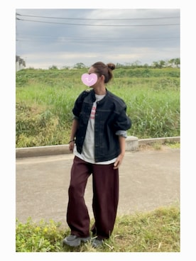 「アイテム（デニムジャケット）」を使った、hiiiさん（レディース・158cm）の秋コーディネート