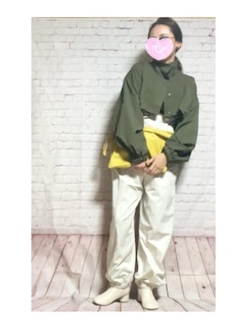 「アイテム（オールインワン・サロペット、ホワイト系）」を使った、hiiiさん（レディース・158cm）の秋コーディネート