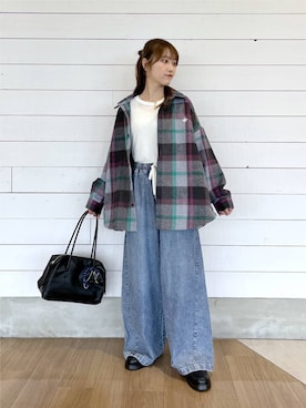 「GLOBAL WORK（グローバルワーク）のアイテム（シャツ/ブラウス）」を使った、ひらりぃ❀さん（レディース・152cm）の秋コーディネート