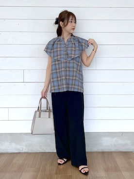「ウツクシルエット_GLOBAL WORK」｜ひらりぃ❀さん（レディース・152cm）の夏コーディネート