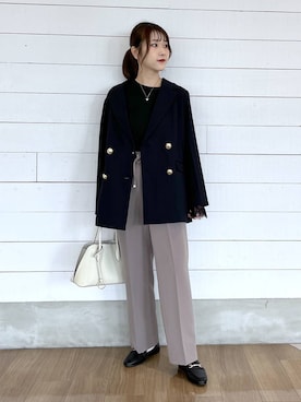 「GLOBAL WORK（グローバルワーク）のアイテム（テーラードジャケット）」を使った、ひらりぃ❀さん（レディース・152cm）の秋コーディネート
