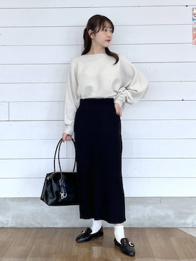 「GLOBAL WORK（グローバルワーク）のふわふわHugmeドルマンプルオーバー/595406（ニット/セーター）」を使った、ひらりぃ❀さん（レディース・152cm）の秋コーディネート