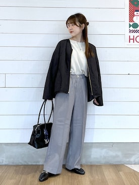 「アイテム（ブルゾン、グレー系）」を使った、ひらりぃ❀さん（レディース・152cm）の冬コーディネート