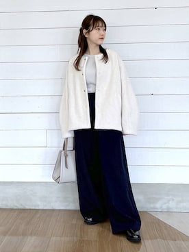 「アイテム（ノーカラーコート）」を使った、ひらりぃ❀さん（レディース・152cm）の秋コーディネート