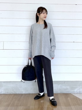 「GLOBAL WORK（グローバルワーク）のあったかウツクシルエットテーパードパンツ/575203（その他パンツ）」を使った、ひらりぃ❀さん（レディース・152cm）の秋コーディネート