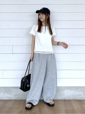 「GLOBAL WORK（グローバルワーク）のアイテム（帽子）」を使った、ひらりぃ❀さん（レディース・152cm）の夏コーディネート