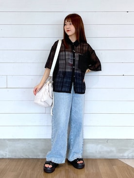 「GLOBAL WORK（グローバルワーク）のアイテム（パンツ）」を使った、ひらりぃ❀さん（レディース・152cm）の夏コーディネート