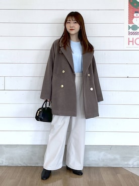 「体型カバー」｜「アイテム（チェスターコート）」を使った、ひらりぃ❀さん（レディース・152cm）の冬コーディネート