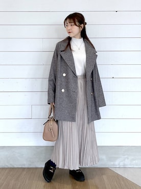 「おでかけ」｜「アイテム（チェスターコート）」を使った、ひらりぃ❀さん（レディース・152cm）の秋コーディネート