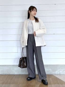 「アイテム（ノーカラーコート）」を使った、ひらりぃ❀さん（レディース・152cm）の秋コーディネート