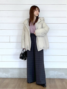 「GLOBAL WORK（グローバルワーク）のふわふわHugmeドルマンプルオーバー/595406（ニット/セーター）」を使った、ひらりぃ❀さん（レディース・152cm）の冬コーディネート