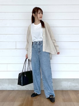 「GLOBAL WORK（グローバルワーク）のGOODデニムバギーパンツ/498388（デニムパンツ）」を使った、ひらりぃ❀さん（レディース・152cm・20代）の秋コーディネート
