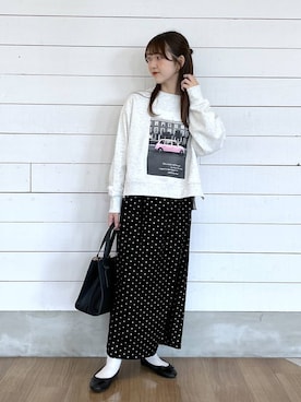 「アイテム（バレエシューズ）」を使った、ひらりぃ❀さん（レディース・152cm）の秋コーディネート