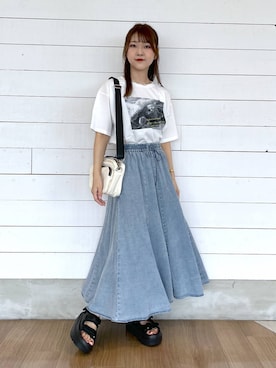 「アイテム（デニムスカート）」を使った、ひらりぃ❀さん（レディース・152cm）の夏コーディネート
