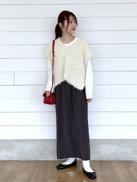 「おでかけ」｜「アイテム（バレエシューズ）」を使った、ひらりぃ❀さん（レディース・152cm）の秋コーディネート