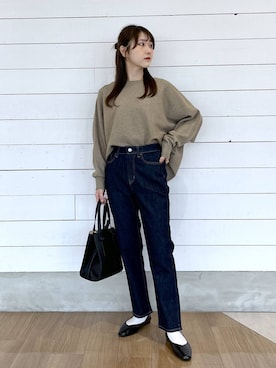 「GLOBAL WORK（グローバルワーク）のふわふわHugmeドルマンプルオーバー/595406（ニット/セーター）」を使った、ひらりぃ❀さん（レディース・152cm）の秋コーディネート