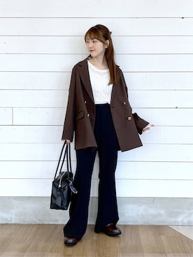 「GLOBAL WORK（グローバルワーク）のアイテム（テーラードジャケット）」を使った、ひらりぃ❀さん（レディース・152cm）の秋コーディネート