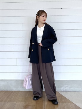 「GLOBAL WORK（グローバルワーク）のアイテム（テーラードジャケット）」を使った、ひらりぃ❀さん（レディース・152cm）の秋コーディネート