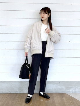 「GLOBAL WORK（グローバルワーク）のあったかウツクシルエットテーパードパンツ/575203（その他パンツ）」を使った、ひらりぃ❀さん（レディース・152cm）の秋コーディネート