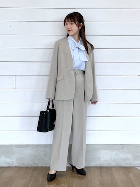 「GLOBAL WORK（グローバルワーク）のアイテム（ノーカラージャケット）」を使った、ひらりぃ❀さん（レディース・152cm）の冬コーディネート