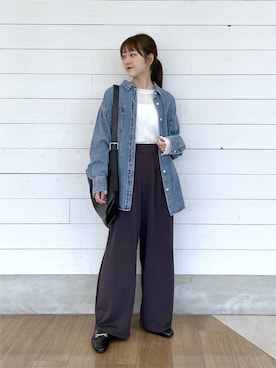 「GLOBAL WORK（グローバルワーク）のアイテム（シャツ/ブラウス）」を使った、ひらりぃ❀さん（レディース・152cm）の秋コーディネート