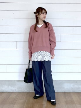 「アイテム（バレエシューズ）」を使った、ひらりぃ❀さん（レディース・152cm）の秋コーディネート