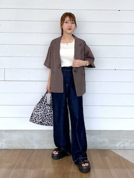 「GLOBAL WORK（グローバルワーク）のBeauteeスクエアタンク/289845（タンクトップ）」を使った、ひらりぃ❀さん（レディース・152cm）の夏コーディネート