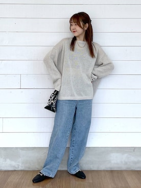 「GLOBAL WORK（グローバルワーク）のGOODデニムバギーパンツ/498388（デニムパンツ）」を使った、ひらりぃ❀さん（レディース・152cm・20代）の秋コーディネート