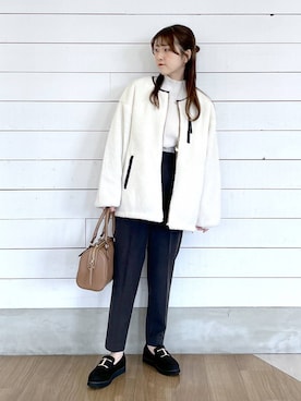 「GLOBAL WORK（グローバルワーク）のあったかウツクシルエットテーパードパンツ/575203（その他パンツ）」を使った、ひらりぃ❀さん（レディース・152cm）の秋コーディネート