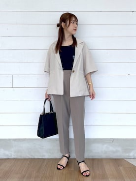 「GLOBAL WORK（グローバルワーク）のアイテム（テーラードジャケット）」を使った、ひらりぃ❀さん（レディース・152cm）の夏コーディネート