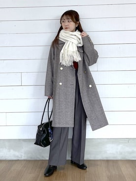 「体型カバー」｜「アイテム（チェスターコート）」を使った、ひらりぃ❀さん（レディース・152cm）の冬コーディネート
