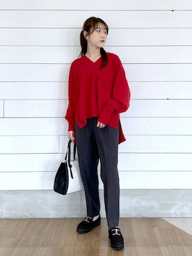 「GLOBAL WORK（グローバルワーク）のあったかウツクシルエットテーパードパンツ/575203（その他パンツ）」を使った、ひらりぃ❀さん（レディース・152cm）の秋コーディネート