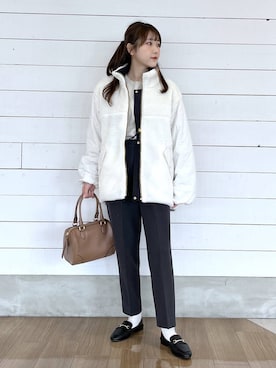 「GLOBAL WORK（グローバルワーク）のあったかウツクシルエットテーパードパンツ/575203（その他パンツ）」を使った、ひらりぃ❀さん（レディース・152cm）の秋コーディネート