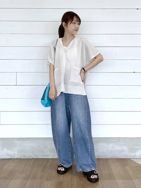 「GLOBAL WORK（グローバルワーク）のアイテム（パンツ）」を使った、ひらりぃ❀さん（レディース・152cm）の夏コーディネート