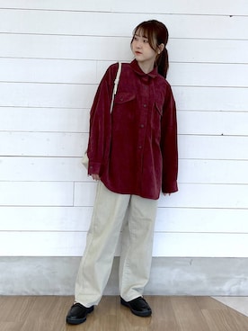 「GLOBAL WORK（グローバルワーク）のGOODデニムバギーパンツ/498388（デニムパンツ）」を使った、ひらりぃ❀さん（レディース・152cm）の秋コーディネート