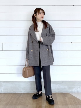 「GLOBAL WORK（グローバルワーク）のあったかウツクシルエットテーパードパンツ/575203（その他パンツ）」を使った、ひらりぃ❀さん（レディース・152cm）の秋コーディネート