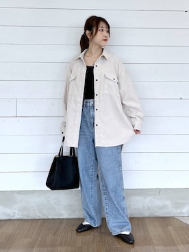 「GLOBAL WORK（グローバルワーク）のGOODデニムバギーパンツ/498388（デニムパンツ）」を使った、ひらりぃ❀さん（レディース・152cm・20代）の秋コーディネート