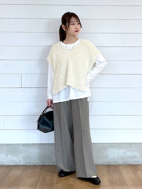 「おでかけ」｜「アイテム（バレエシューズ）」を使った、ひらりぃ❀さん（レディース・152cm）の秋コーディネート