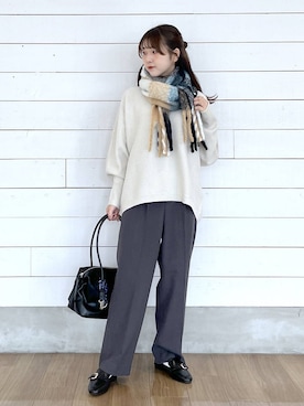 「GLOBAL WORK（グローバルワーク）のふわふわHugmeドルマンプルオーバー/595406（ニット/セーター）」を使った、ひらりぃ❀さん（レディース・152cm）の秋コーディネート