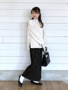 「おでかけ」｜「アイテム（バレエシューズ）」を使った、ひらりぃ❀さん（レディース・152cm）の冬コーディネート