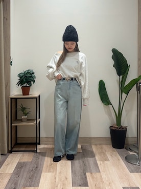 「アイテム（ベルト）」を使った、saraさん（レディース・154cm）の秋コーディネート