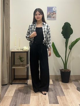 「アイテム（つなぎ/オールインワン）」を使った、saraさん（レディース・154cm）の秋コーディネート
