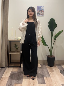 「骨格ウェーブ」｜「アイテム（オールインワン・サロペット）」を使った、saraさん（レディース・154cm）の秋コーディネート