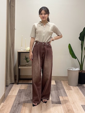 「ブラウンコーデ」｜「アイテム（カーディガン/ボレロ）」を使った、saraさん（レディース・154cm）の夏コーディネート