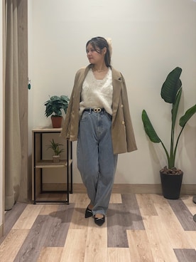 「Thevon（ゼボン）のGOLDボタンテーラードジャケット（テーラードジャケット）」を使った、saraさん（レディース・154cm）の秋コーディネート