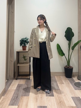 「Thevon（ゼボン）のGOLDボタンテーラードジャケット（テーラードジャケット）」を使った、saraさん（レディース・154cm）の秋コーディネート
