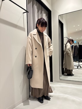 「アイテム（チェスターコート）」を使った、hikariさん（レディース・158cm）の秋コーディネート