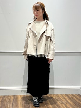 「アイテム（トレンチコート）」を使った、とらこさん（骨格ウェーブ・レディース・154cm）の春コーディネート