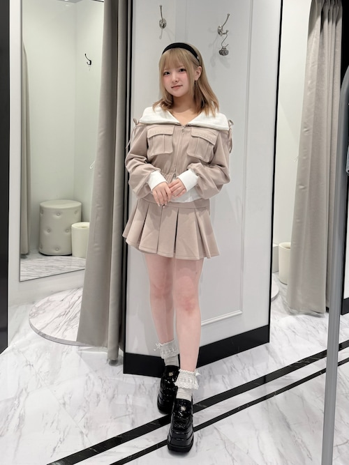セール】【Belle Charme】Side Belt Pleats Rib Skirt（スカート
